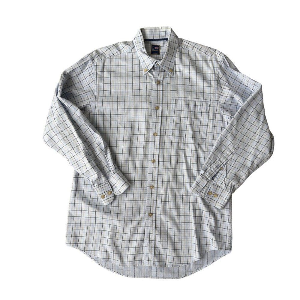 T.‎ Harris London Long Sleeve Check Button Down Dress Shirt Men's Large (L)